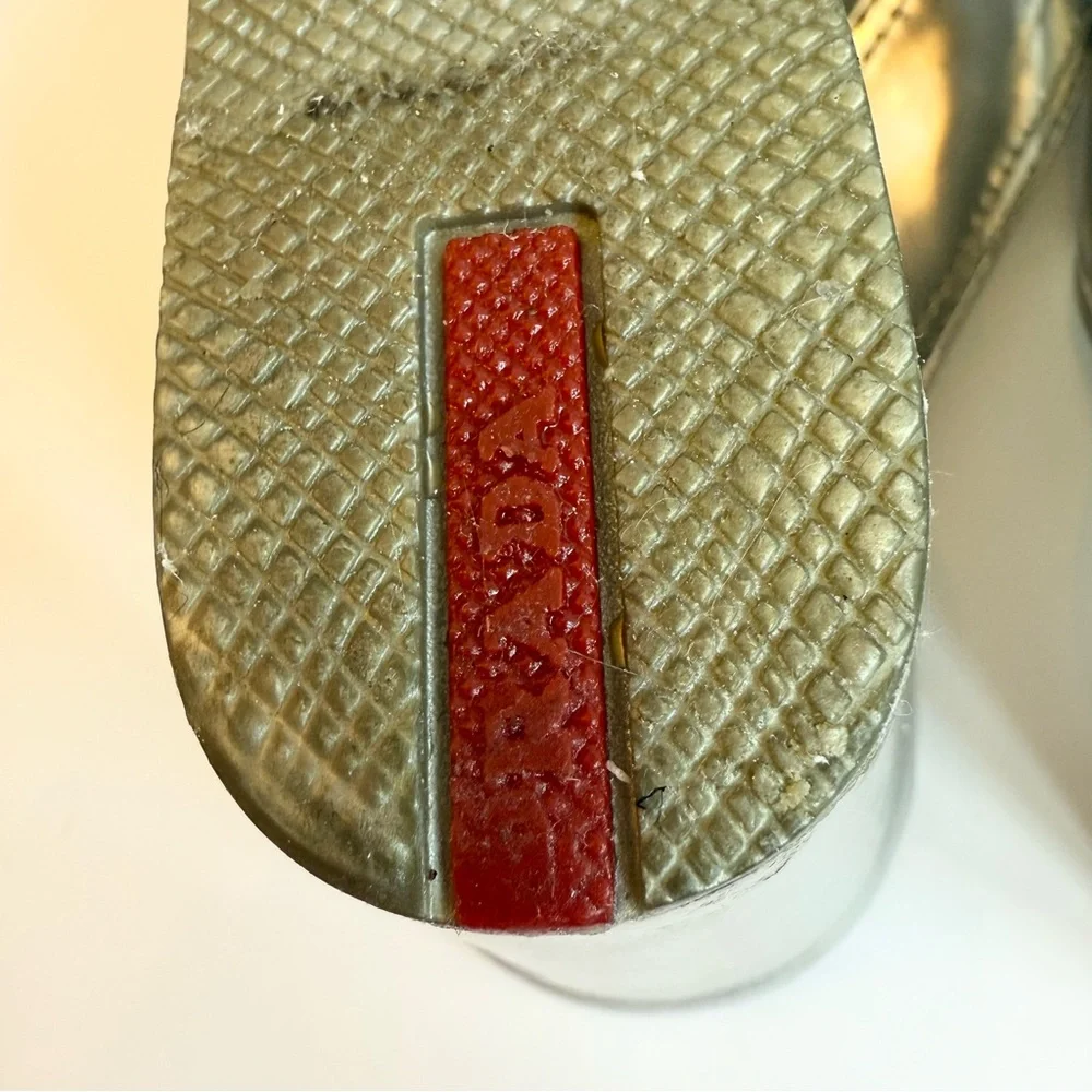 Prada Silver Wedge Sandals Size 36.5 (size 6) - Picture 7 of 10